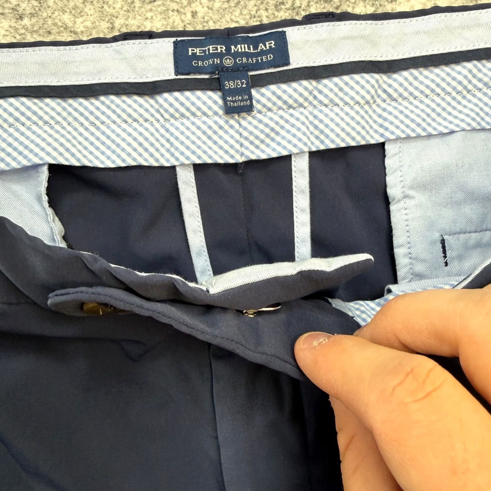 Peter Millar Peter Millar Crown Crafted Pants Mens 38x32 Blue Nylon Spandex Golf Chino Regular Straight Front Pockets Size US 38 / EU 54 - 4 Thumbnail