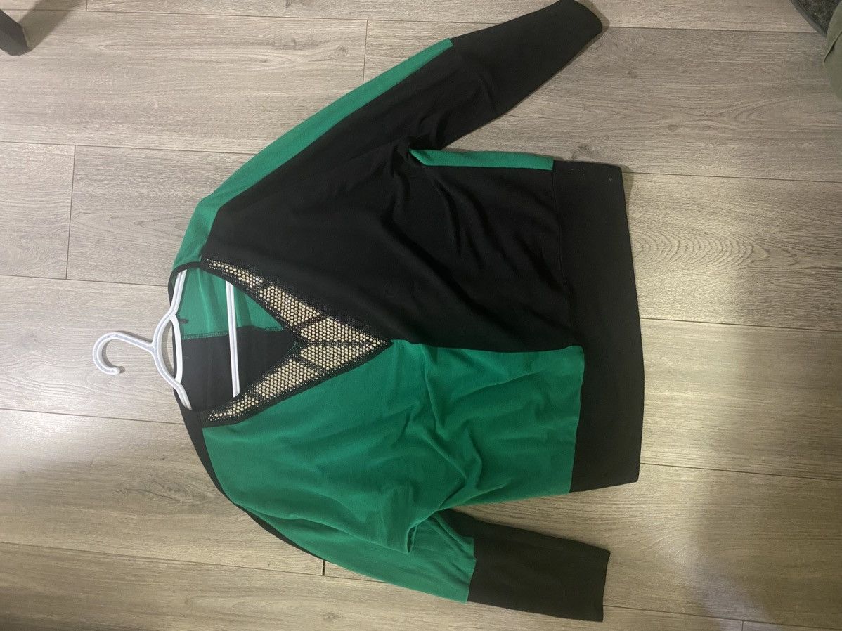 Other Green and Black Colorblock V-Neck Top Size L / US 10 / IT 46 - 1 Thumbnail
