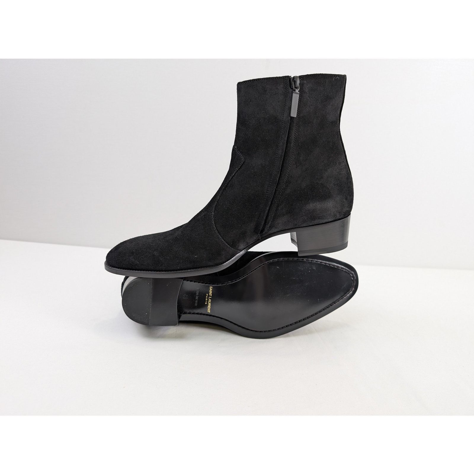 Saint Laurent Paris o1rshd1 Wyatt Chelsea Suede Boots in Black Size US 13 / EU 46 - 14 Thumbnail