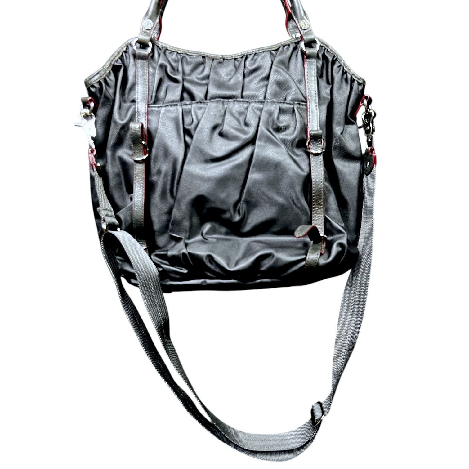 Other MZ Wallace Bianca Pleated Tote Grey Coated Canvas $225Retail Size ONE SIZE - 3 Thumbnail