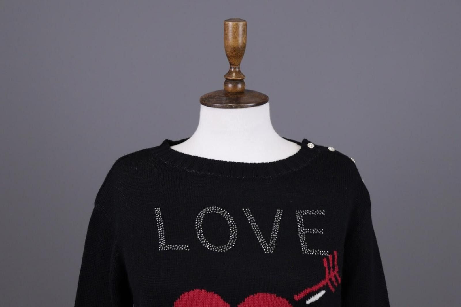 Designer Princess Goes Hollywood Black Knit Sweater Size 36 Size M / US 6-8 / IT 42-44 - 2 Thumbnail
