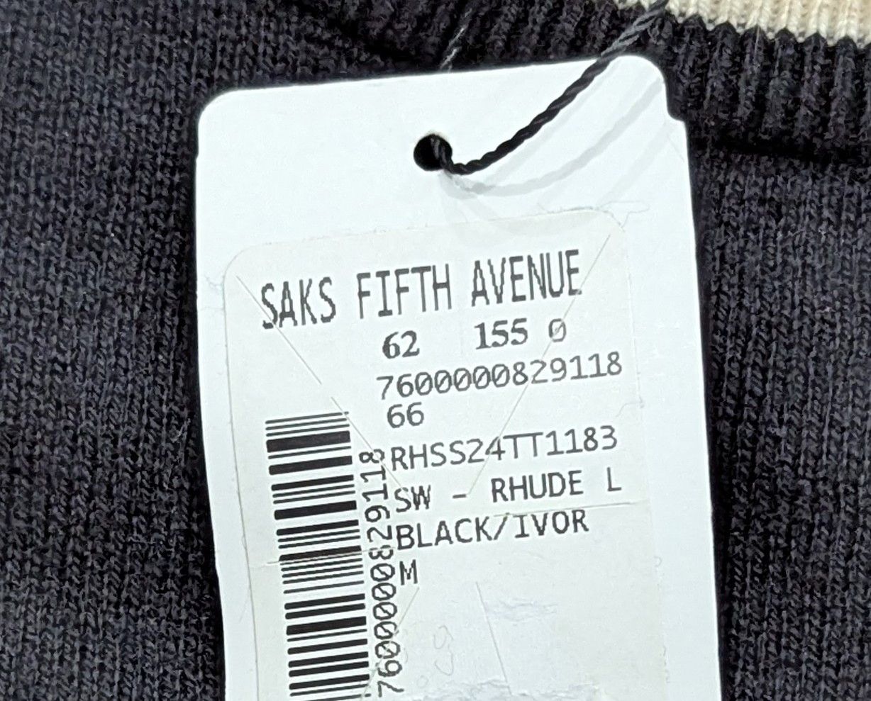 Rhude RHUDE Logo Knit Cotton/Cashmere T-Shirt Black/Ivory Medium Size US M / EU 48-50 / 2 - 8 Thumbnail