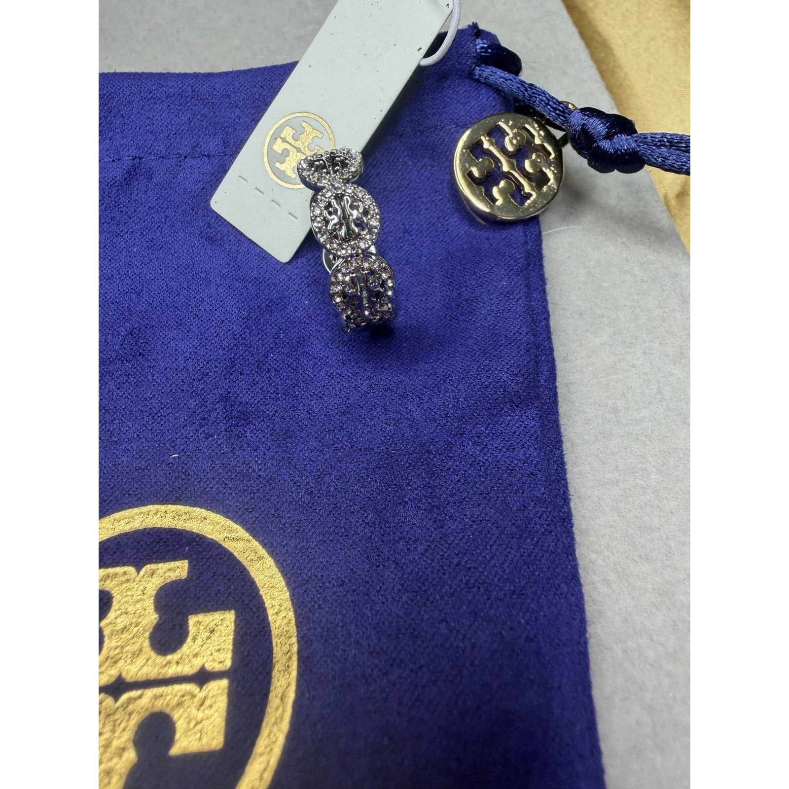 Tory Burch Tory Burch Silver Miller Pavé Ring T Logo Swarovski Size 7 Size ONE SIZE - 8 Thumbnail