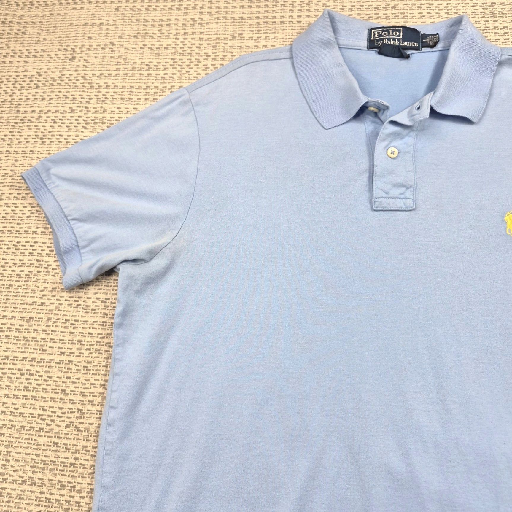 Polo Ralph Lauren Polo Ralph Lauren Polo Shirt Mens Large Blue Custom Fit Pique Cotton Knit Size US L / EU 52-54 / 3 - 3 Thumbnail