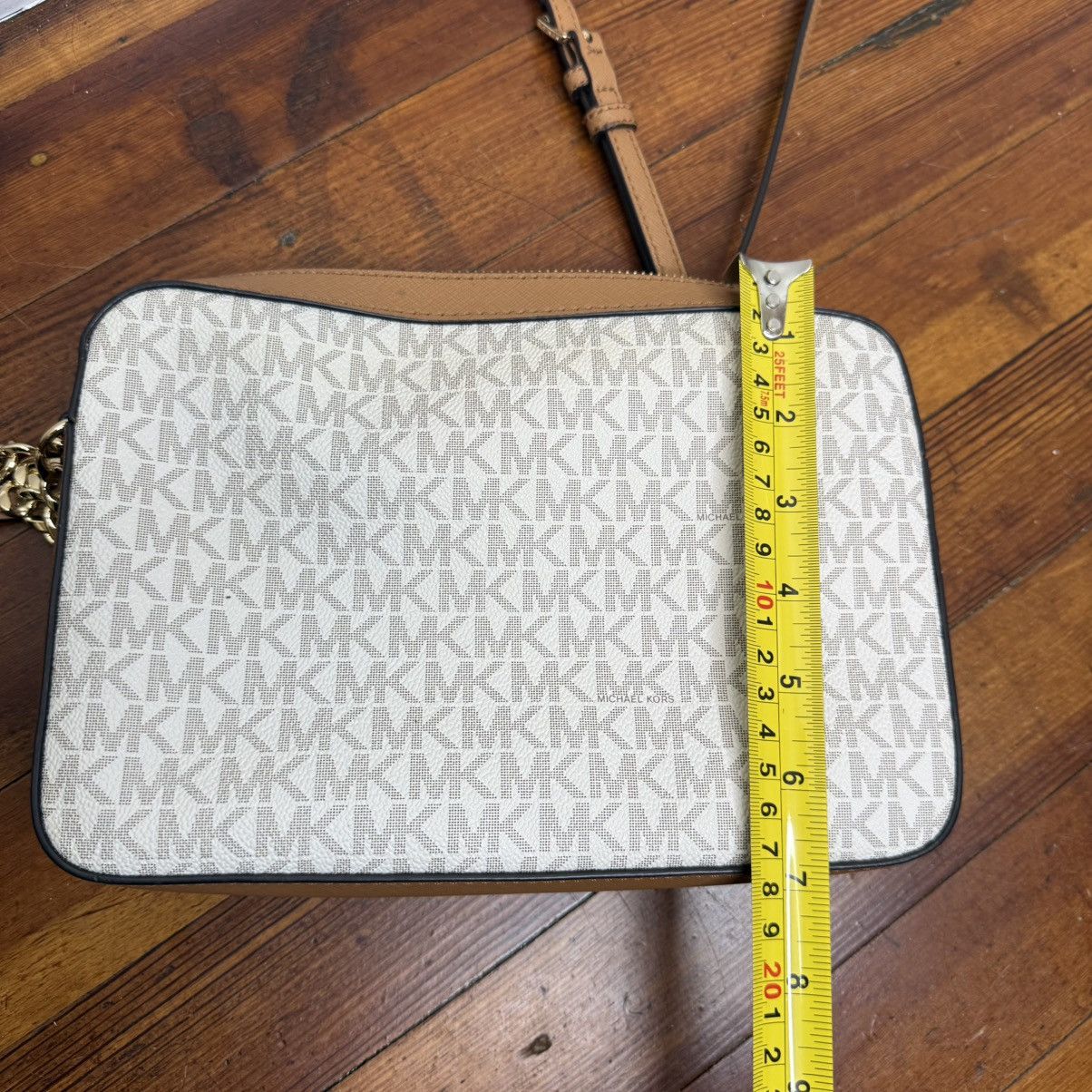 Michael Kors Michael Kors Jet Set Large Logo Crossbody Bag Purse Vanilla Size ONE SIZE - 6 Thumbnail
