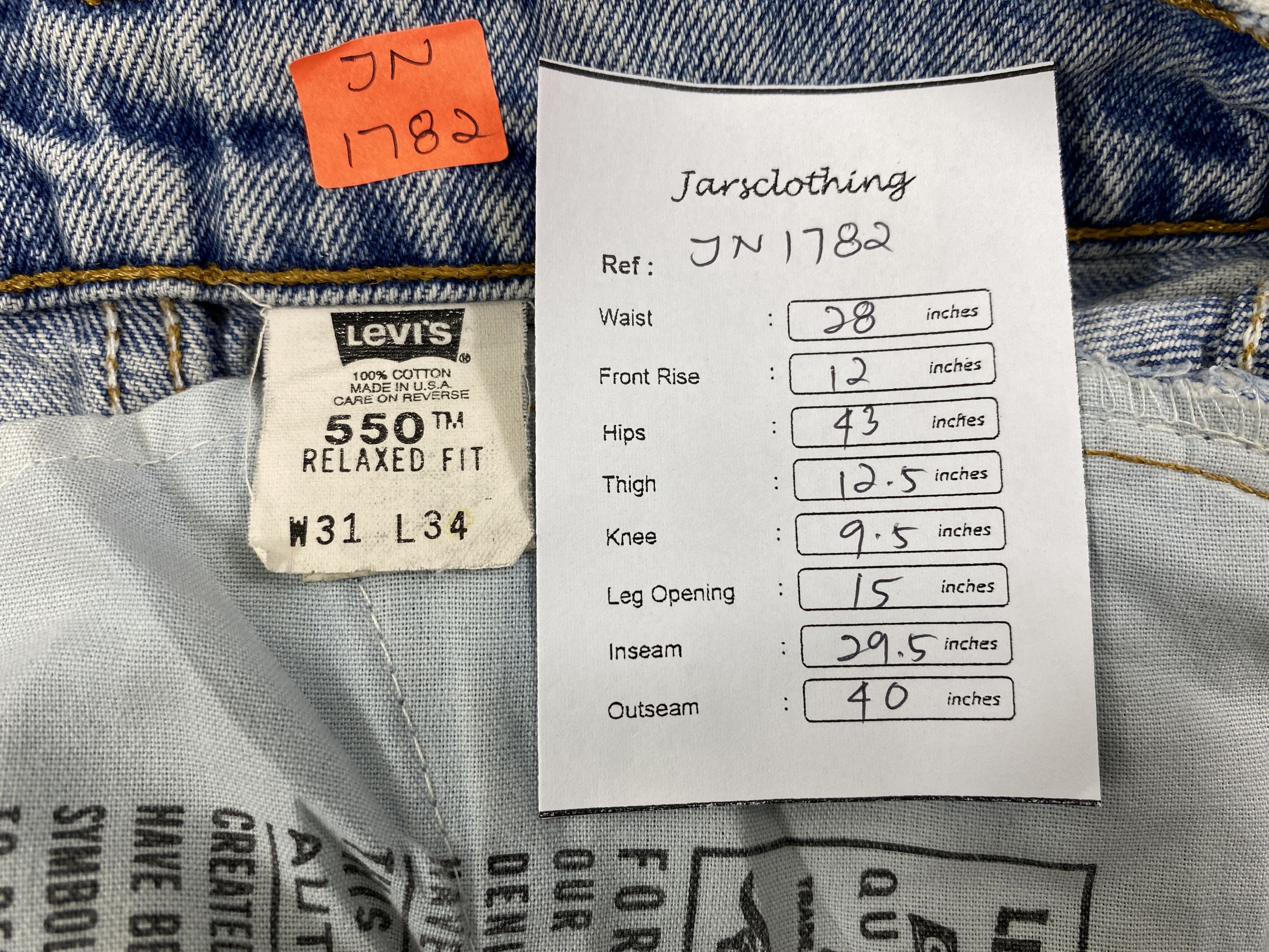 Japanese Brand 90's Light Blue Wash Vintage Levi's 550 USA 28x29.5 -JN1782 Size US 28 / EU 44 - 8 Thumbnail