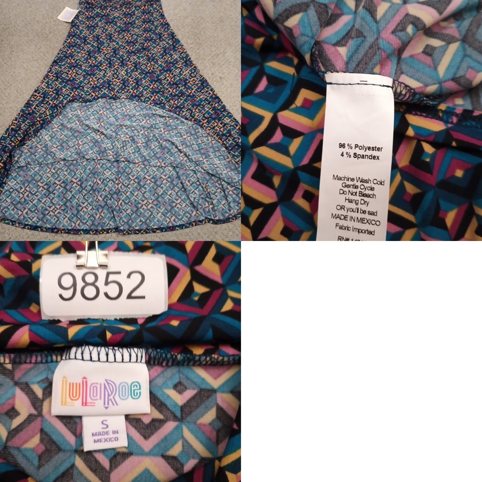 Vintage LuLaRoe Maxi Skirt Small Blue Pink Yellow Geometric Pull On Long New Size 28" / US 6 / IT 42 - 8 Thumbnail