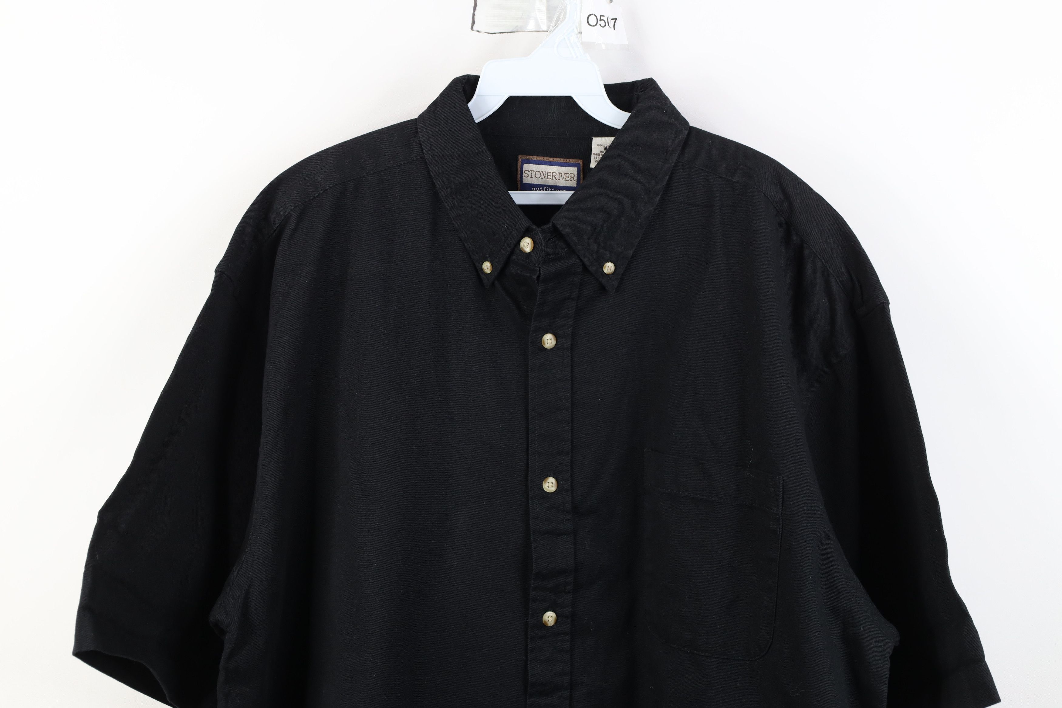 Vintage Vintage 90s Streetwear Cotton Twill Button Down Shirt Black Size US XL / EU 56 / 4 - 2 Thumbnail