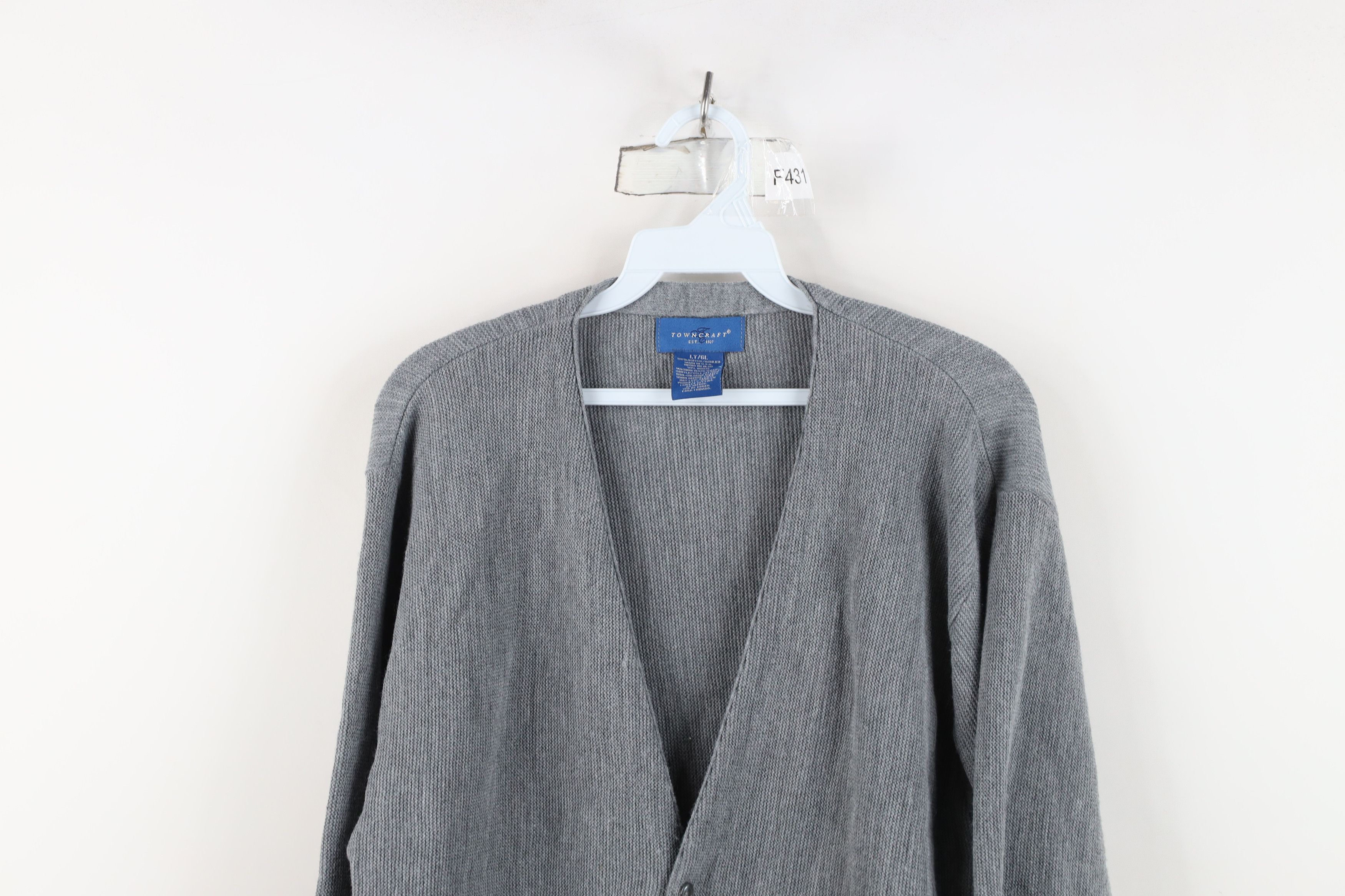 Vintage Vintage 90s Streetwear Blank Knit Cardigan Sweater Gray USA Size US L / EU 52-54 / 3 - 2 Thumbnail