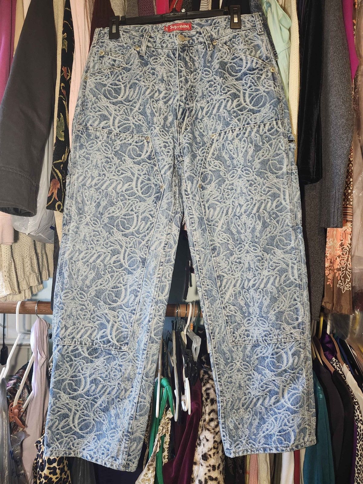 Other Supreme Script Jacquard Double Knee Denim Painter Pant Size 30" / US 8 / IT 44 - 3 Thumbnail