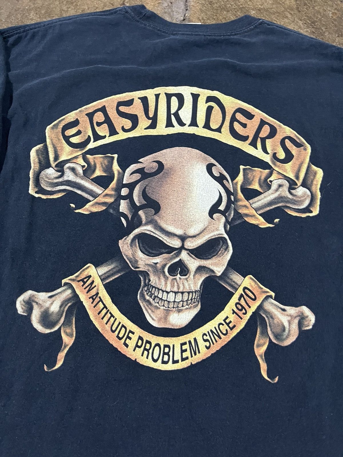 Harley Davidson × JNCO × Vintage CRAZY Y2K EASYRIDERS FLAME SKULL LONGSLEEVE LOGO BIKER TEE Size US M / EU 48-50 / 2 - 5 Thumbnail