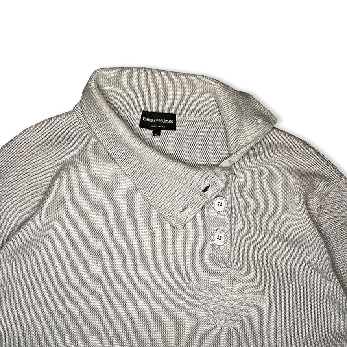 Emporio Armani 90’s Emporio Armani Asymmetric Sidewinder Knit Polo Shirt Size US XXL / EU 58 / 5 - 6 Thumbnail