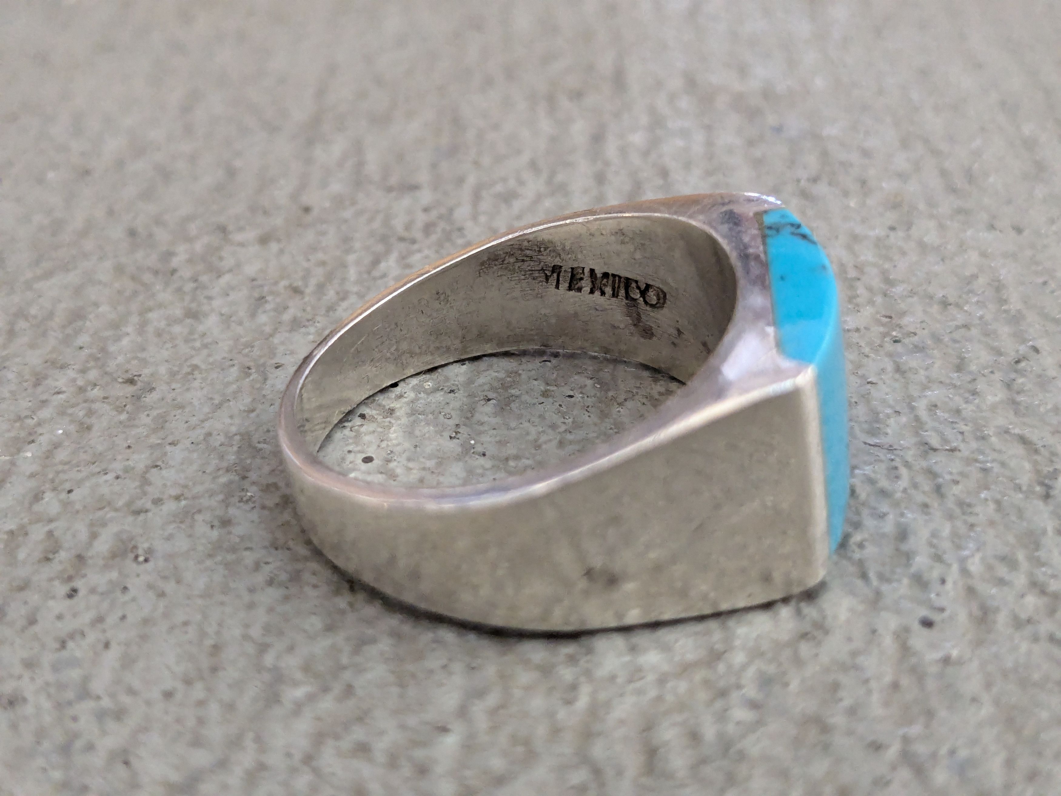 Vintage Vintage Sterling Silver Ring Blue Howlite Taxco 10 Turquoise Size ONE SIZE - 5 Thumbnail