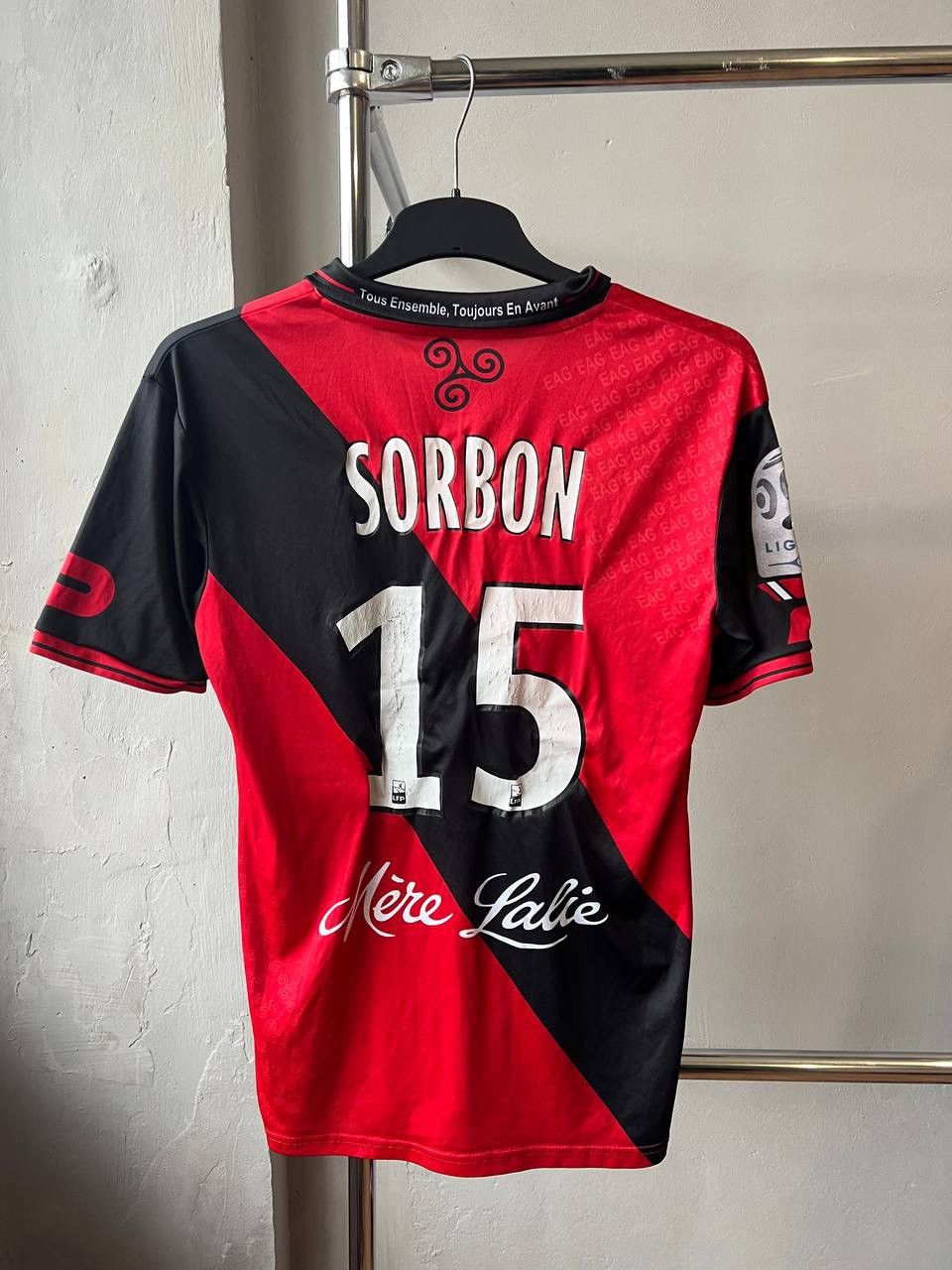 Sports Specialties 2014/15 EA GUINGAMP #15 SORBON MATCH WORN ISSUED JERSEY SZ L Size US L / EU 52-54 / 3 - 4 Thumbnail