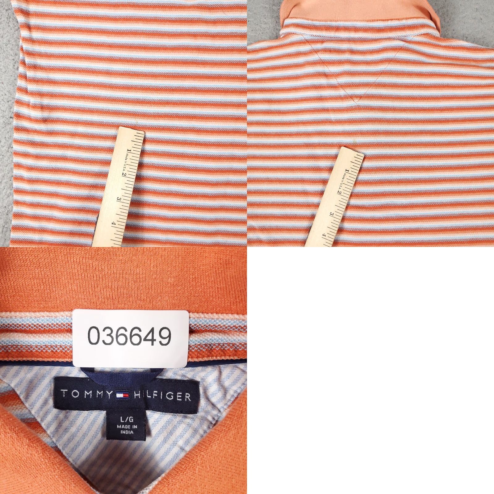 Tommy Hilfiger Tommy Hilfiger Polo Shirt Mens Large Orange Striped Casual Short Sleeve Activewear Size US L / EU 52-54 / 3 - 8 Thumbnail