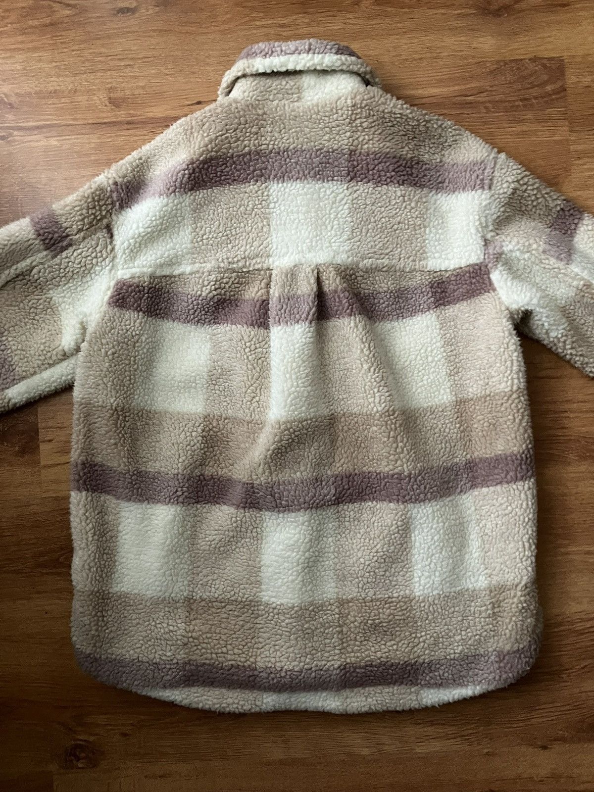 H&M Beige Checkered Fur Sherpa Coat H&M Size S Oversize Casual Size S / US 4 / IT 40 - 6 Thumbnail