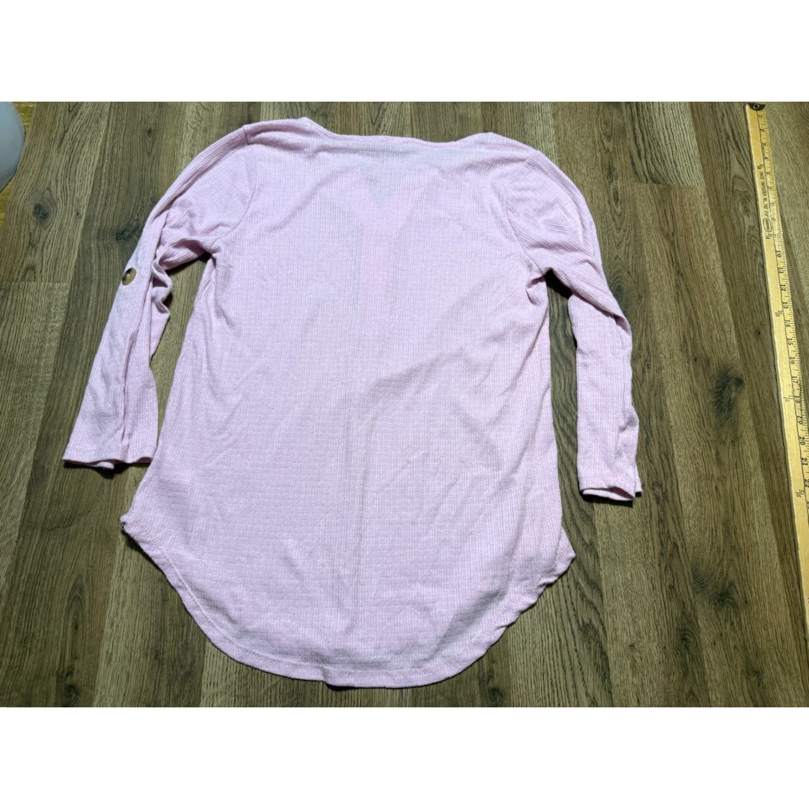 Pinko Como Shirt Women's Medium Pink Long Sleeve V-Neck Quarter Buttons Modern Basic Size M / US 6-8 / IT 42-44 - 2 Thumbnail