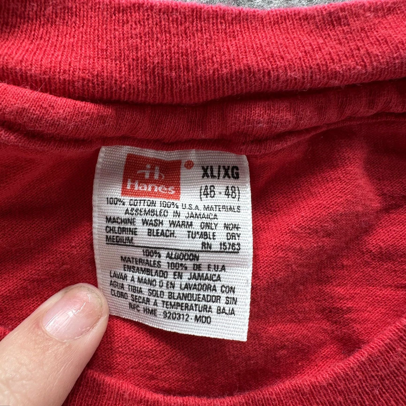 Hanes VINTAGE Hanes Shirt XL Red Blank 100% Cotton Tee Single Stitch 90s Mens Size US XL / EU 56 / 4 - 4 Thumbnail