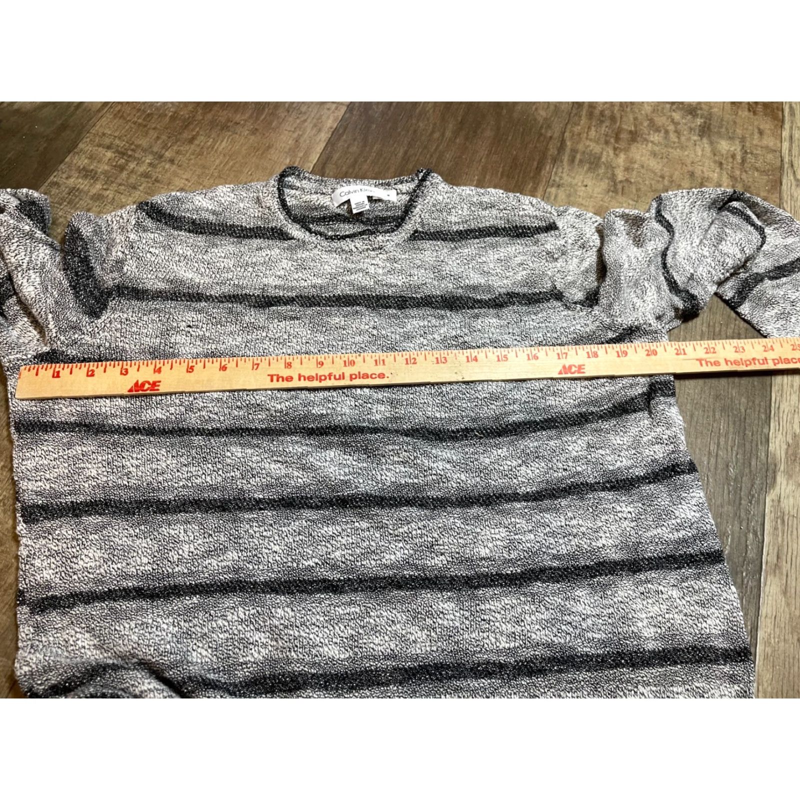 Calvin Klein Calvin Klein Sweater Mens M Gray Striped Long Sleeve Crew Neck Pullover Size US M / EU 48-50 / 2 - 3 Thumbnail