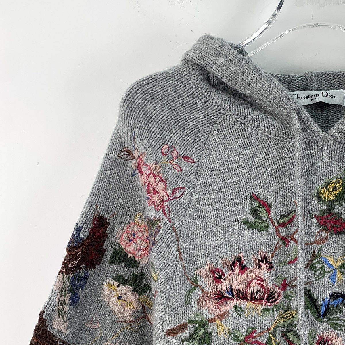 Dior Dior Gray Floral Print Cashmere Hooded Drawstring Sweater Size XS / US 0-2 / IT 36-38 - 3 Thumbnail