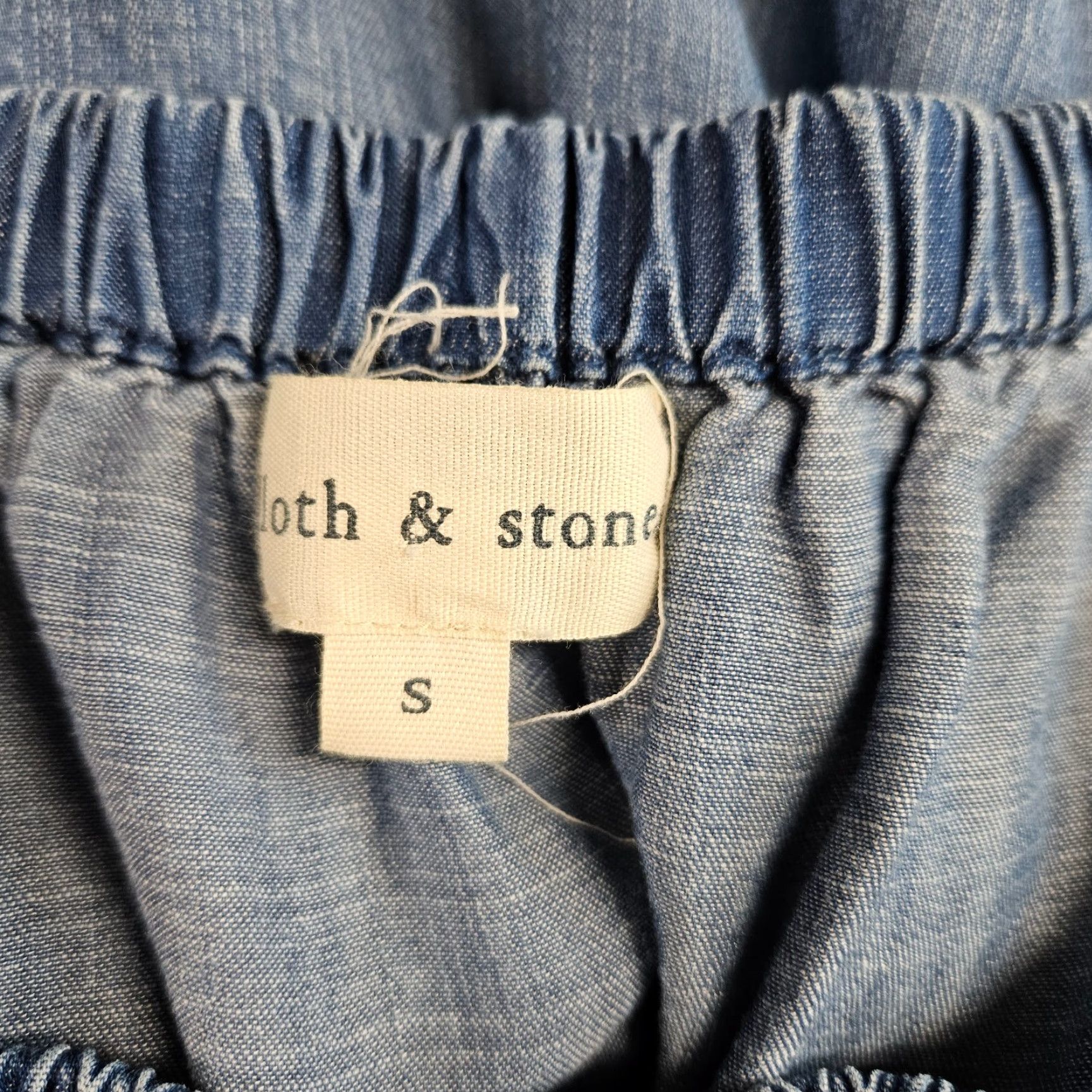 CLOT Cloth & Stone Womens Off The Shoulder Chambray Dress Sz Small Blue Short Sleeve Size 28" / US 6 / IT 42 - 6 Thumbnail