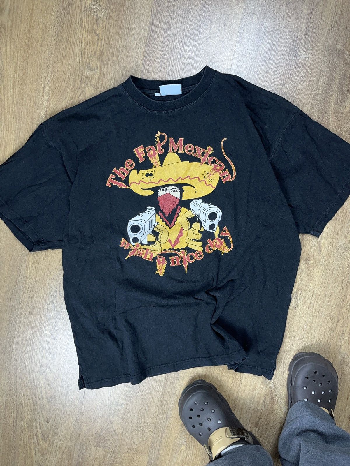 image of 90's Vintage The Fat Mexican Outlaw Motorcycle Club T-Shirt in Black, Men's (Size XL)