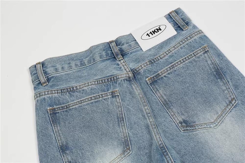 Japanese Brand × Jean Men's solid color washed distressed irregular hem jeans Size US 32 / EU 48 - 4 Thumbnail