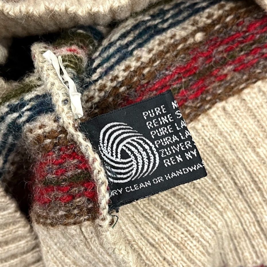 Vintage VINTAGE Tulchan Sweater Womens Sz 40 Fair Isle Striped Brown Pure New Wool Crew Pullover Size S / US 4 / IT 40 - 3 Thumbnail