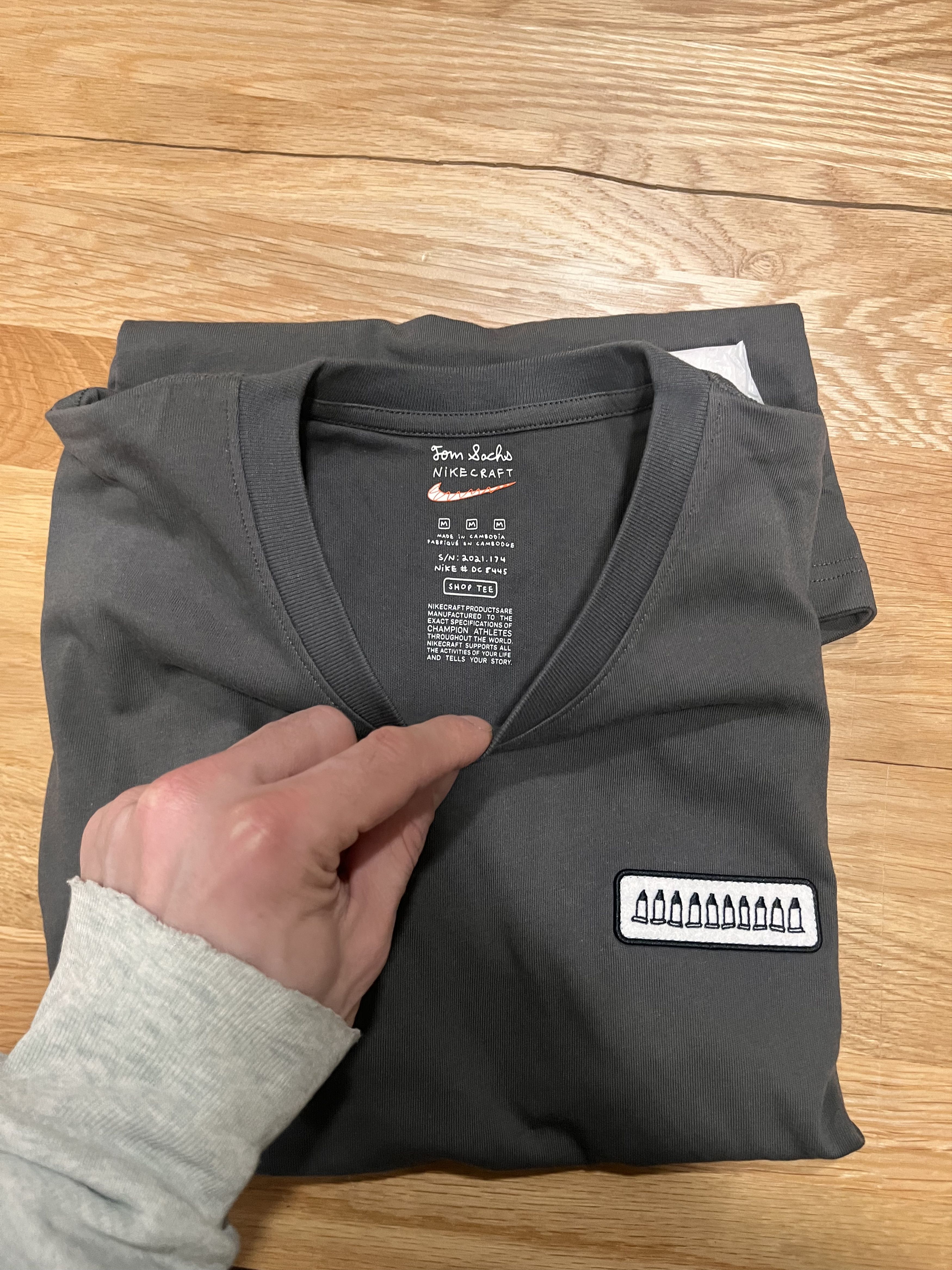 Nike × Tom Sachs Embroidered Ten Bullets T-Shirt (Dark Gray) Size US M / EU 48-50 / 2 - 10 Thumbnail