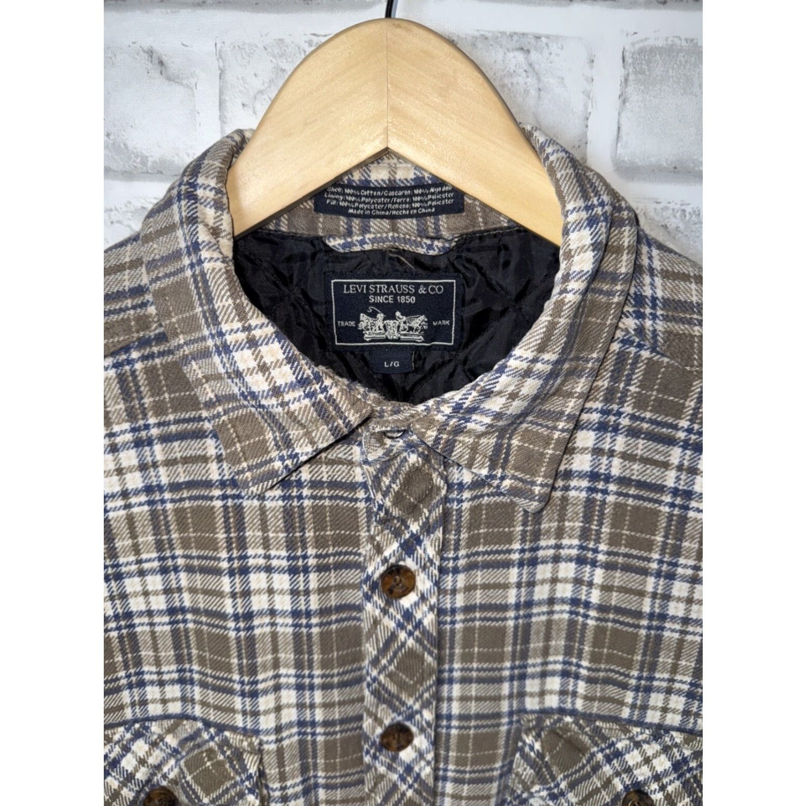 Vintage VTG LEVI STRAUSS Flannel Quilted Jacket Mens Large 100% Cotton Shell Shacket Size US L / EU 52-54 / 3 - 2 Thumbnail