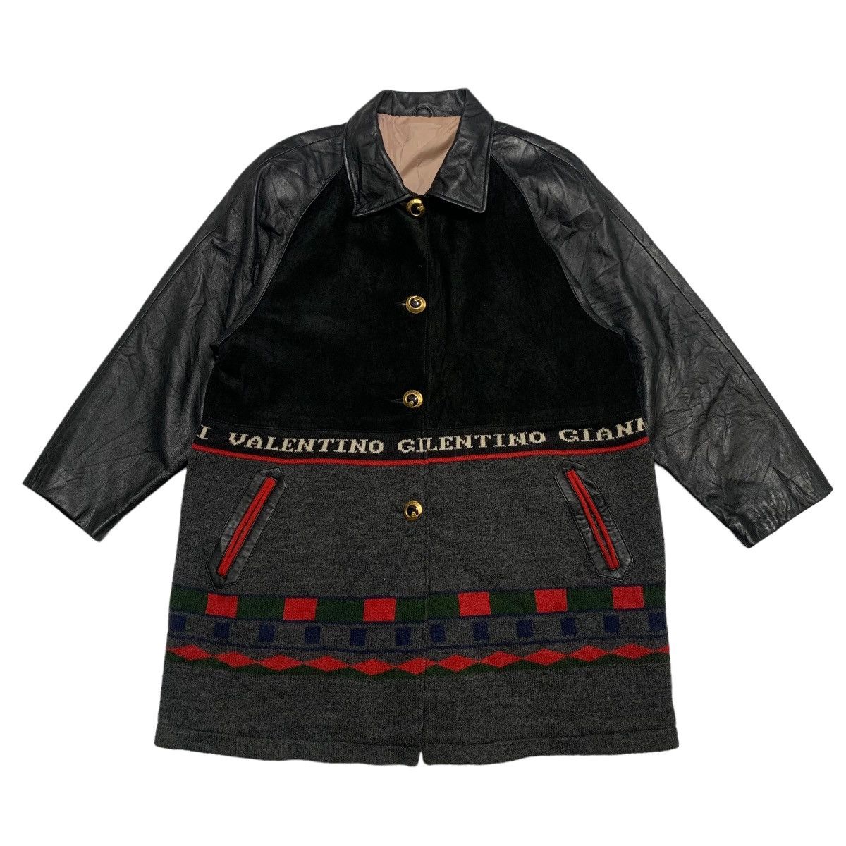 Japanese Brand Gianni Valentino Color Block Leather Jacket Size L / US 10 / IT 46 - 1 Thumbnail