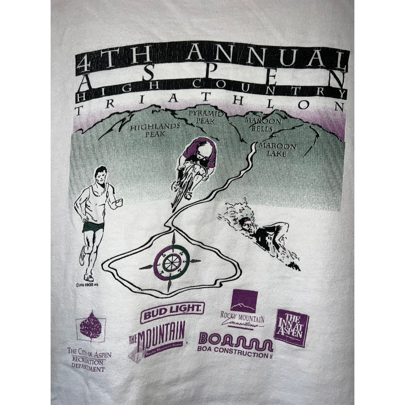 Hanes Vintage Aspen Shirt 4th High Country Triathlon Cycle XL 90s Size US XL / EU 56 / 4 - 2 Thumbnail