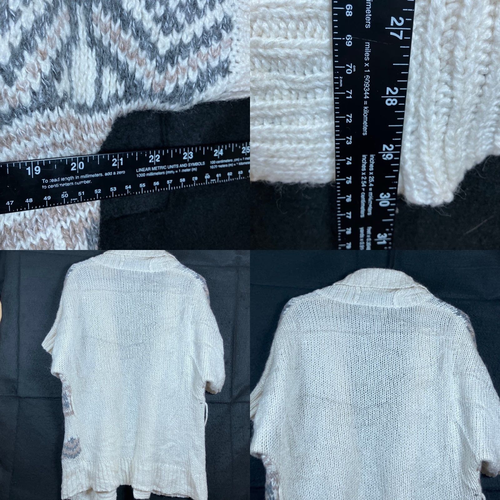 Old Navy Old Navy Sweater Women Cream Aztec Open Front Knit Short Sleeve Wool Blend S Cardigan Size S / US 4 / IT 40 - 8 Thumbnail