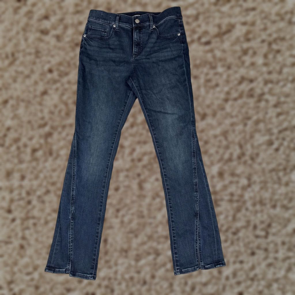 Express Express Jeans Womens Bootcut Denim 8S Mid Rise Dark Blue 28x29 City 5-Pocket Mens? No, Womens. Size 30" / US 8 / IT 44 - 1 Thumbnail