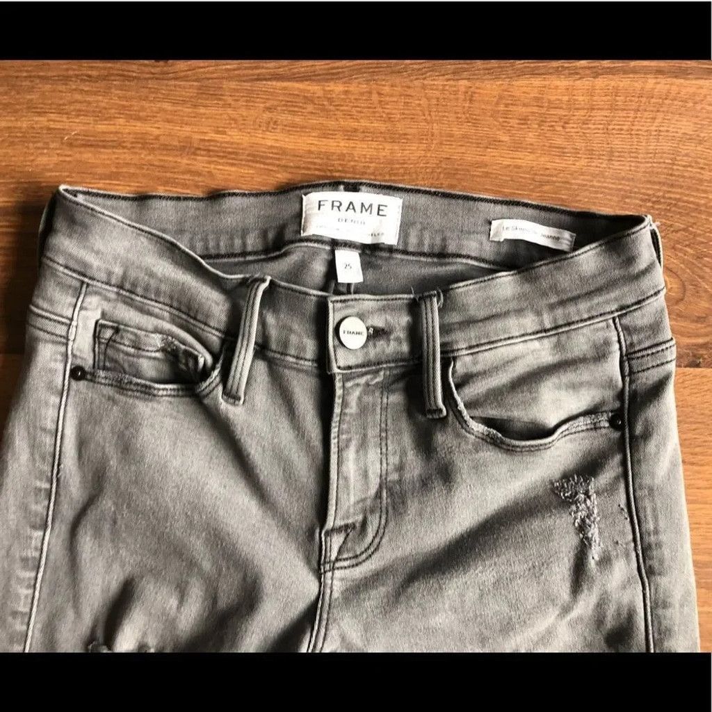 Frame FRAME Le Skinny de Jeanne – Grey Shred Ripped Jeans 👖✨ Size 25" / US 0 / IT 36 - 6 Thumbnail