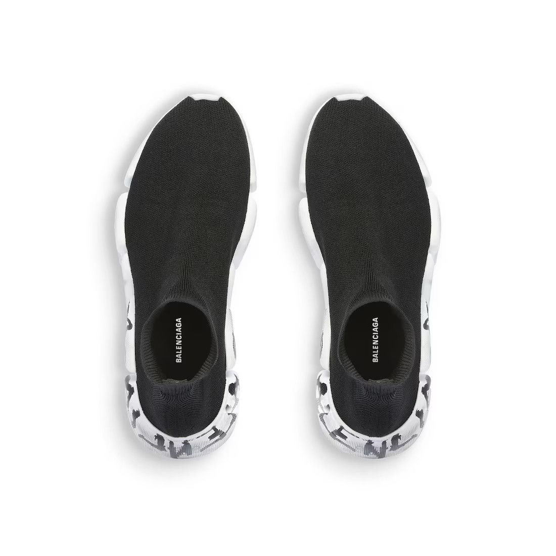 Balenciaga o1mt1gz0425 Speed 2.0 Graffiti Recycled knit Sneakers Black Size US 11 / IT 41 - 6 Thumbnail