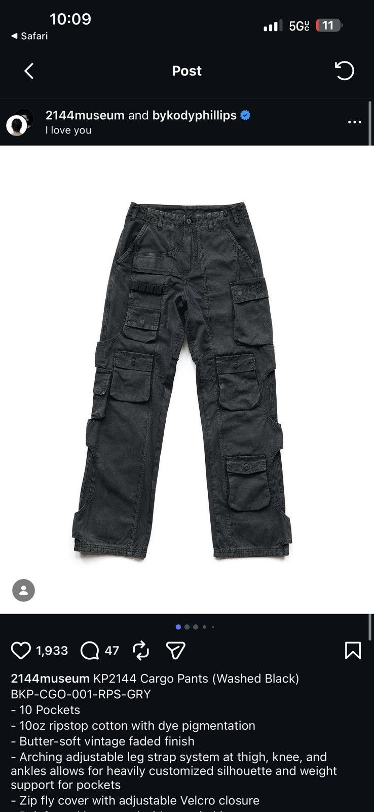 Kody Phillips kp2144 cargo pants Size US 30 / EU 46 - 1 Thumbnail