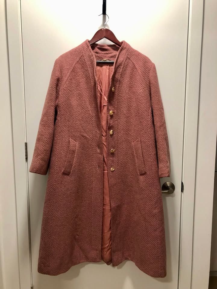 Other Dusty Rose Womens Vintage Wool & Mohair Pea Coat Size M / US 6-8 / IT 42-44 - 2 Thumbnail
