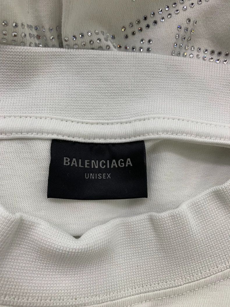 Balenciaga Balenciaga White Rhinestone Letter Logo Short Sleeve T-Shi Size US L / EU 52-54 / 3 - 4 Thumbnail