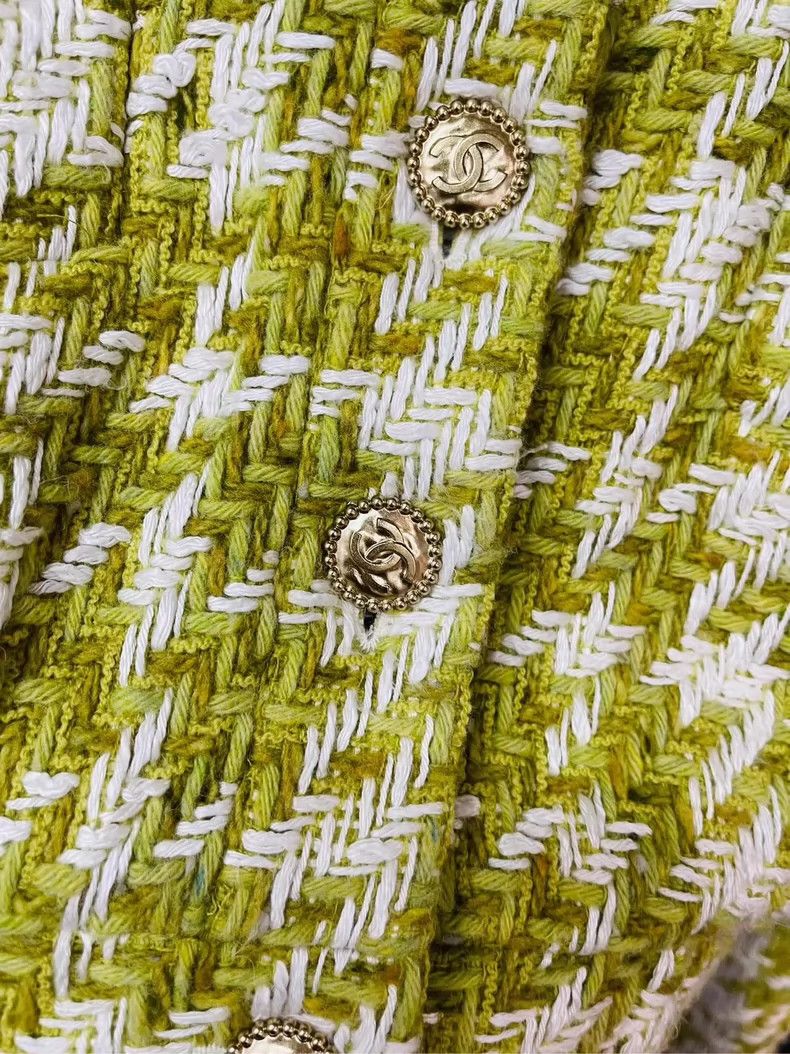 Chanel Chanel Yellow and green soft thousand-bird checkered jacke Size S / US 4 / IT 40 - 2 Thumbnail