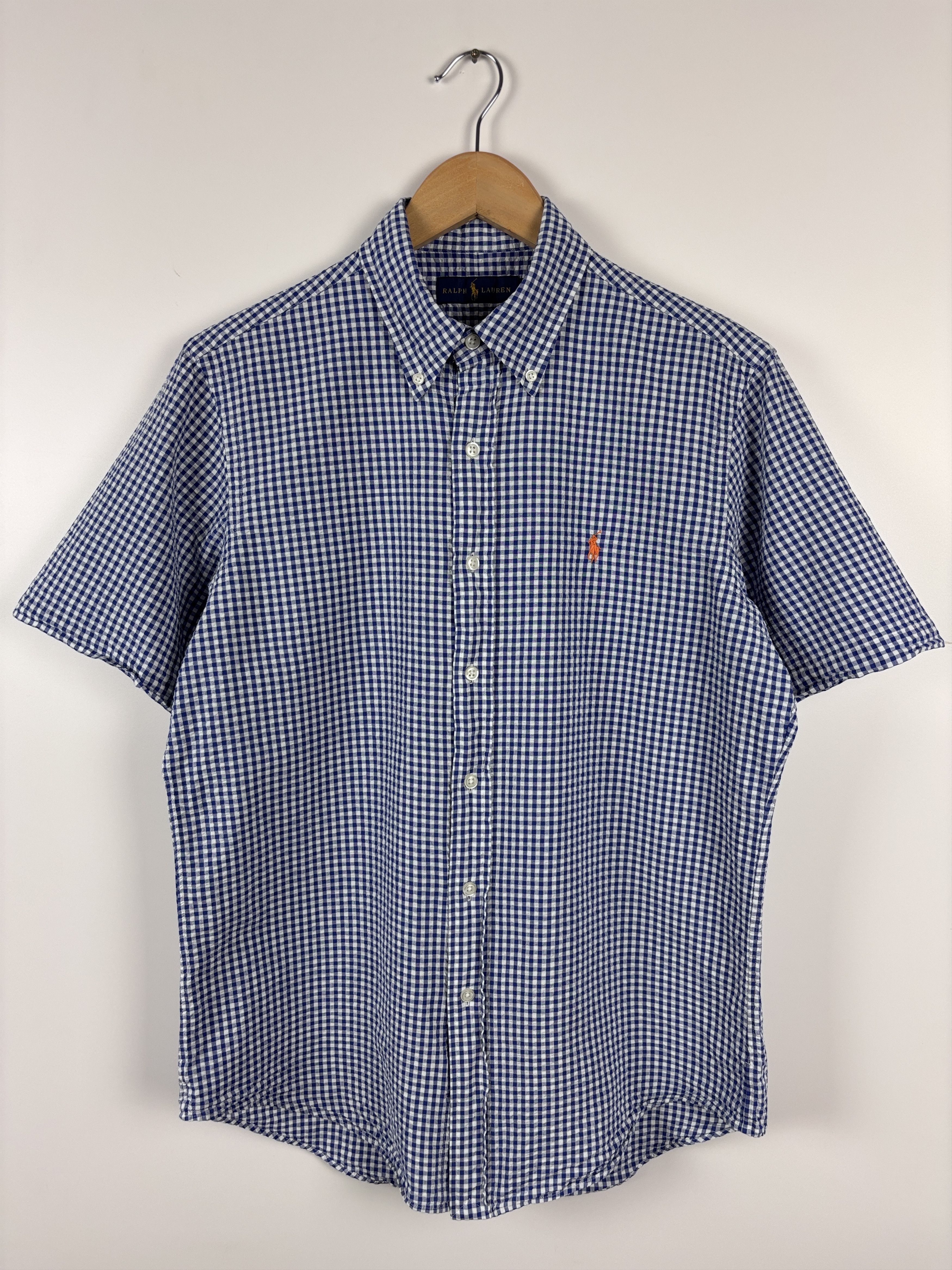 Ralph Lauren Check Short Sleeve Gingham Shirt Blue White M