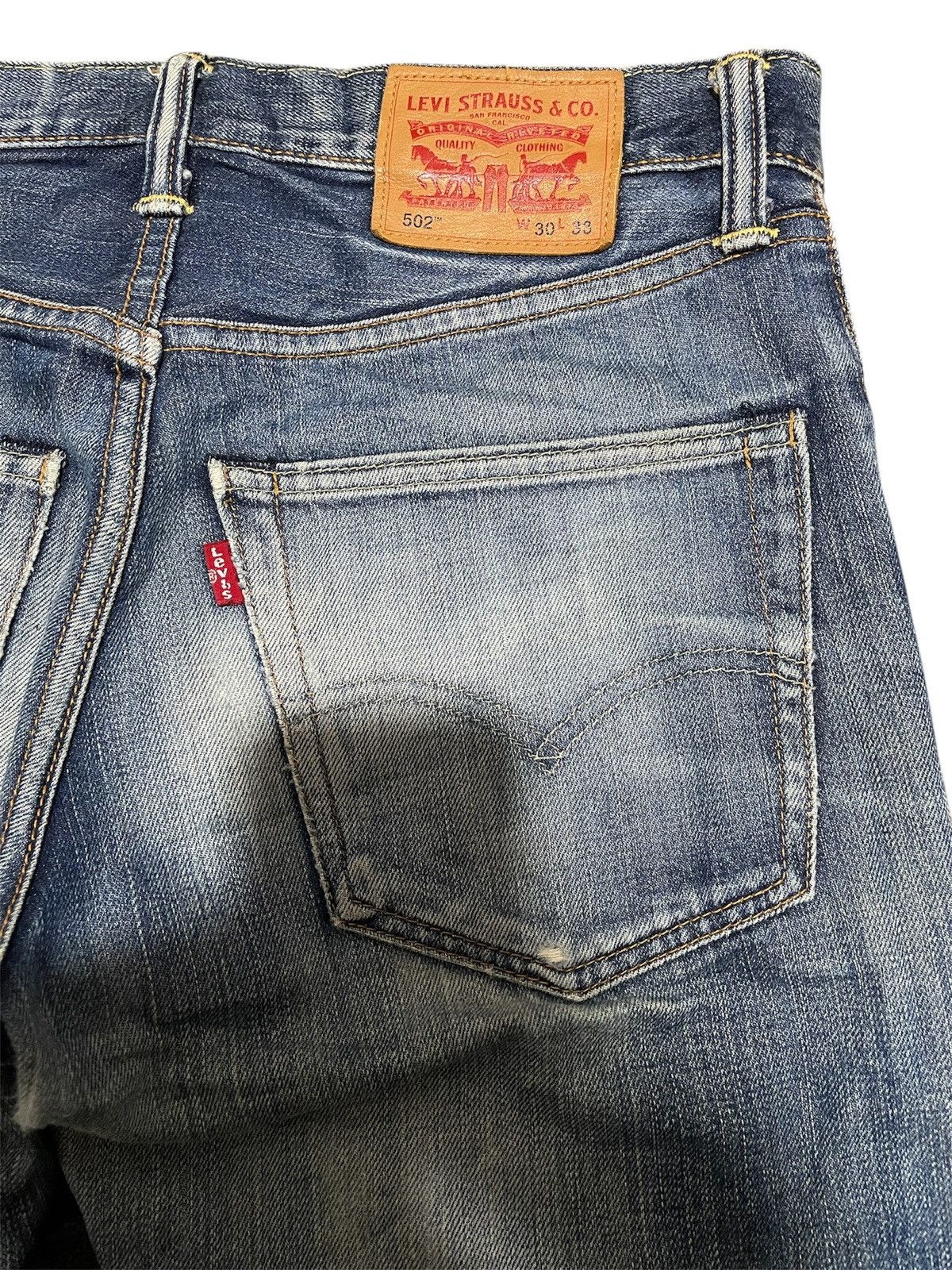 LVC × Levi's × Levi's Vintage Clothing Vintage Levi’s 502 Faded Distressed Blue Wash Denim Size US 30 / EU 46 - 8 Thumbnail