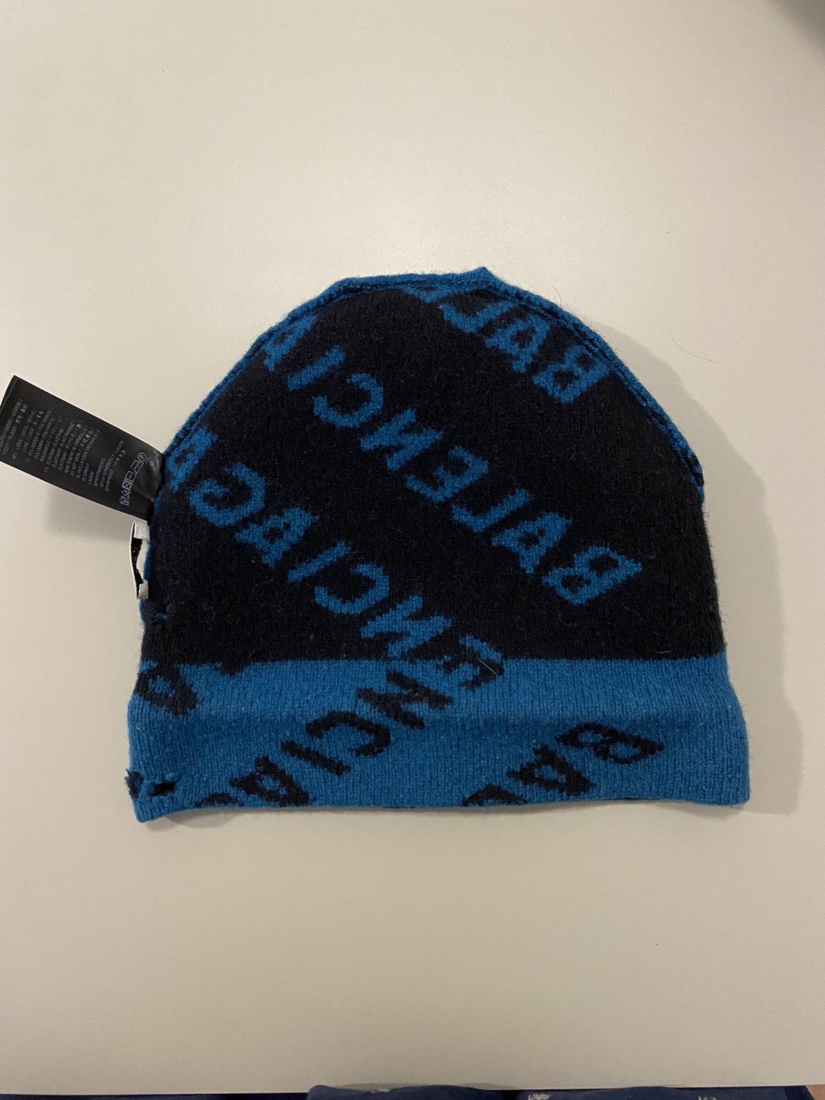 Balenciaga Balenciaga Allover Logo Beanie in Blue Size ONE SIZE - 4 Thumbnail