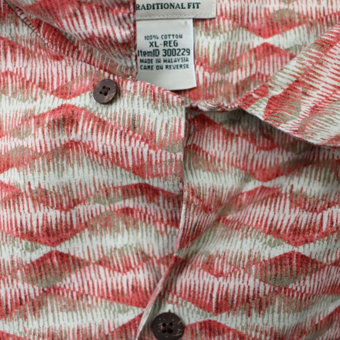 Vintage L.L. Bean Tropics Shirt Mens XL - Reg Red/Beige 100% Cotton Short Sleeve Button-Up Size US XL / EU 56 / 4 - 7 Thumbnail