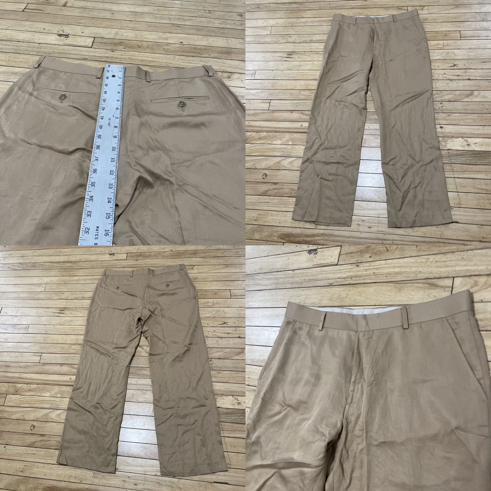 Vintage J. Ferrar Linen Pants Men L 36 38 Brown Shiny Beachy Preppy Tencel Lightweight Dress Pants Slim/Flat Front Slim Fit Black? Size US 33 - 9 Thumbnail