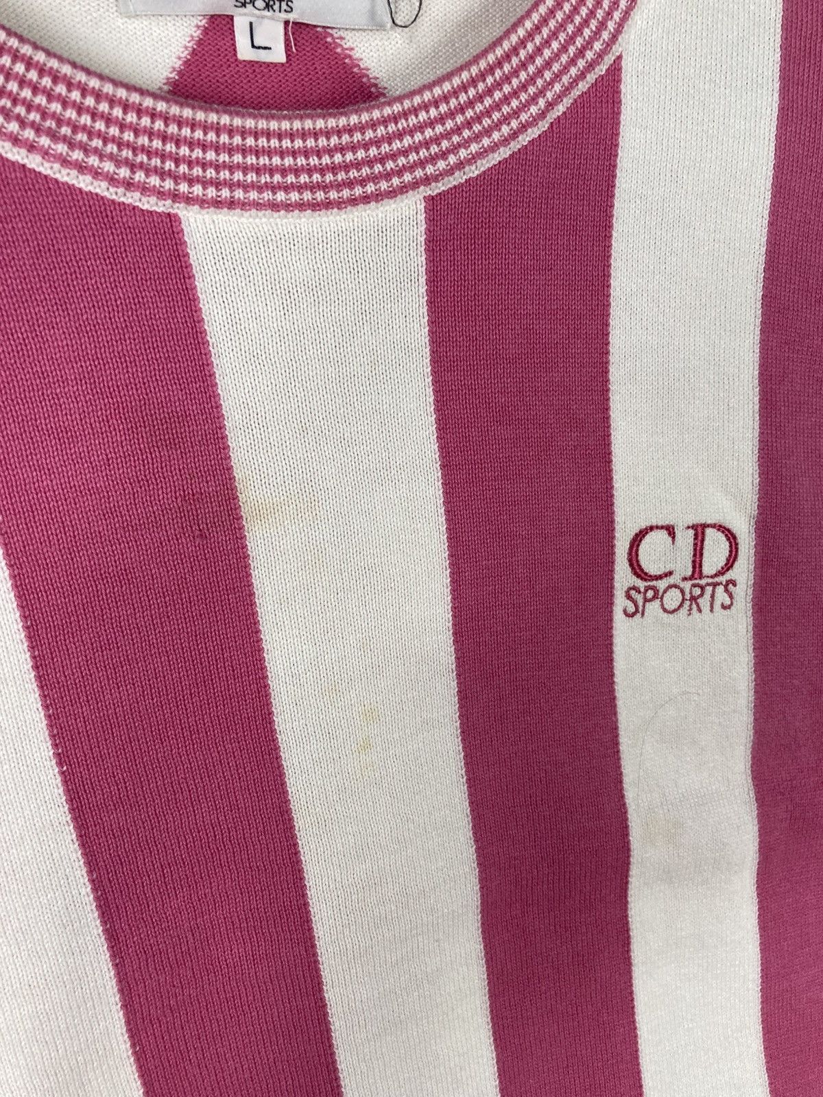 Christian Dior Monsieur Vintage Luxury Christian Dior Sports Pink Stripe Knit Vest Size L / US 10 / IT 46 - 7 Thumbnail