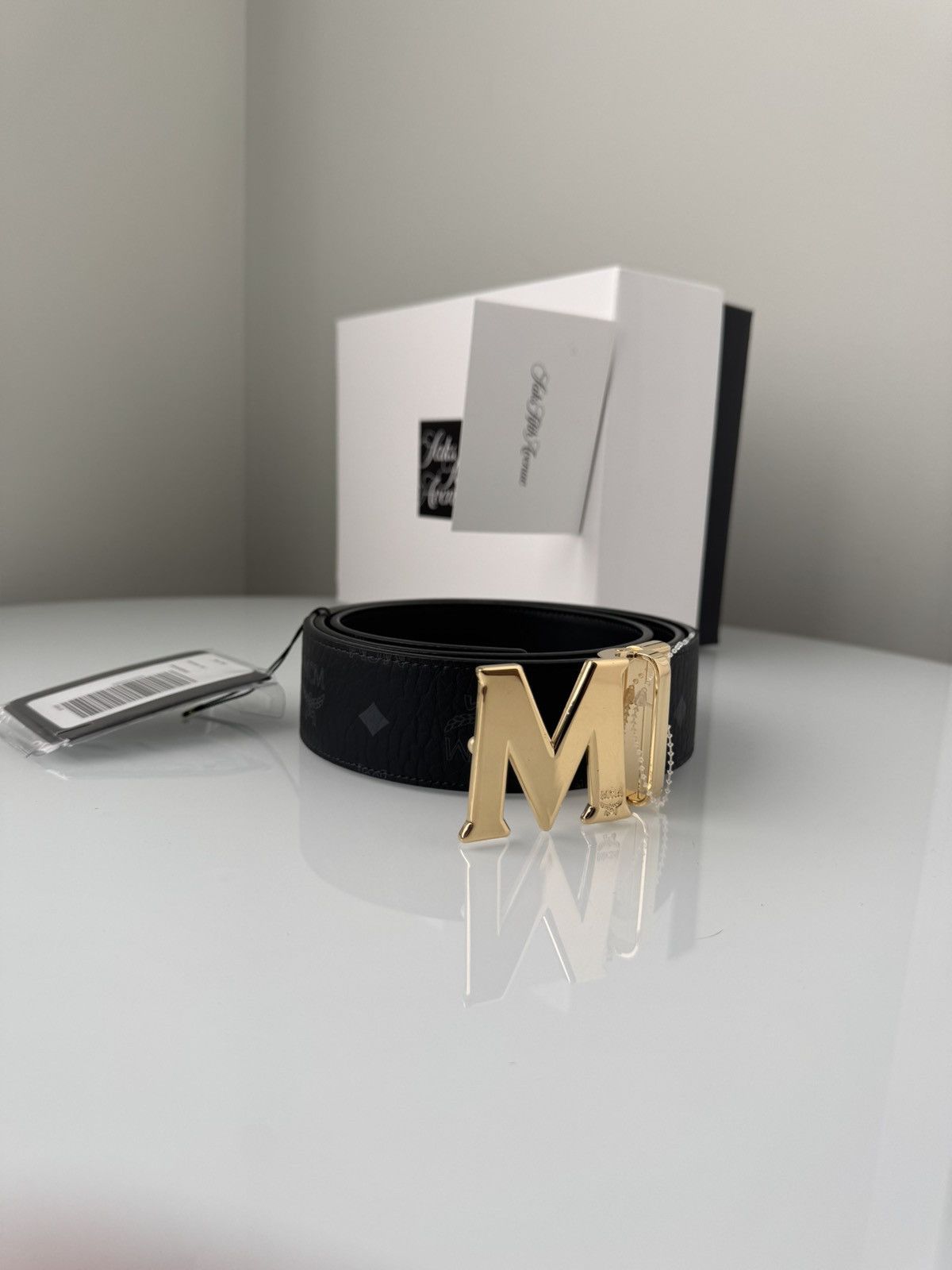 MCM MCM Black & Grey monogram & Gold Logo Belt Cut-To-Size NWT Size ONE SIZE - 3 Thumbnail