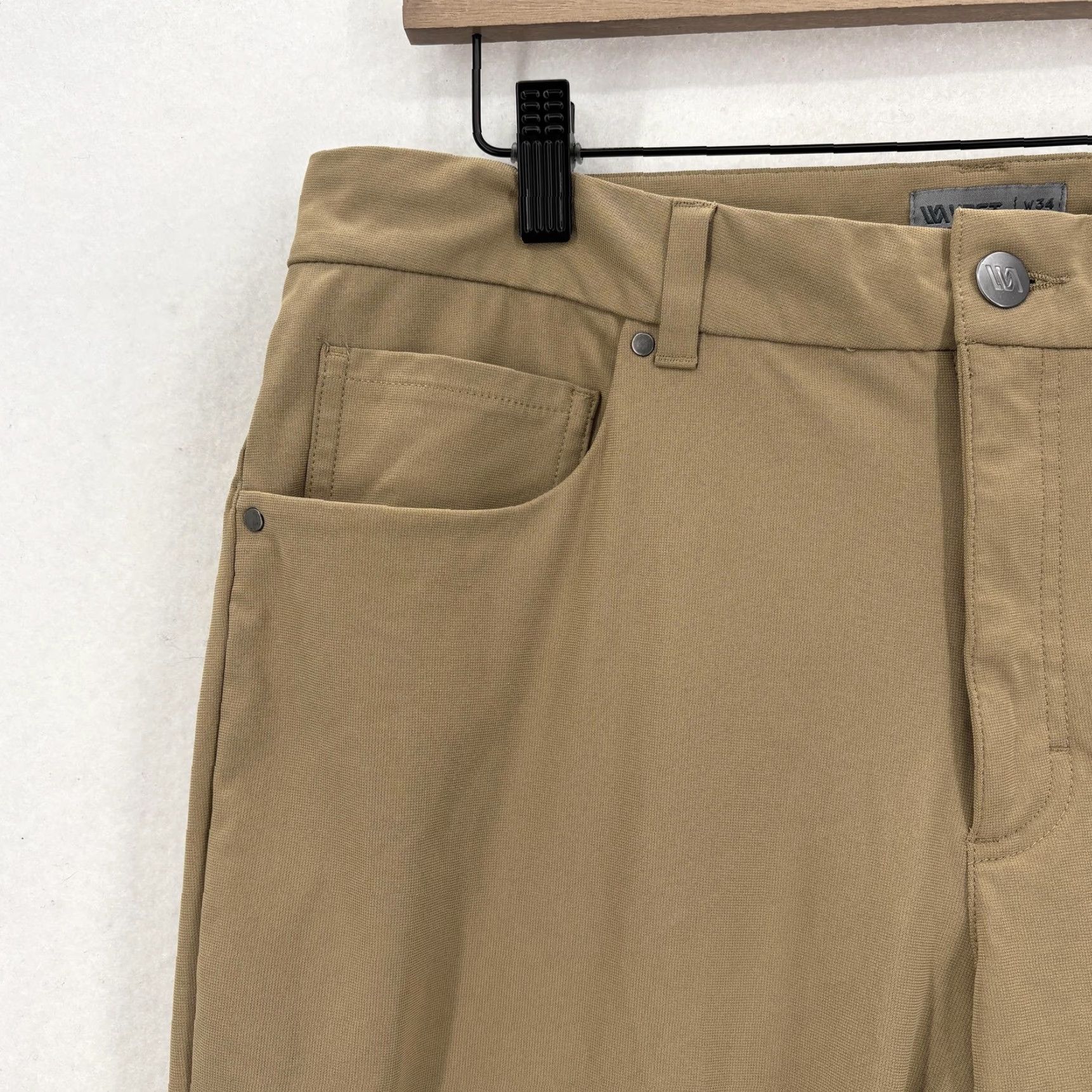 Vintage VRST Limitless Performance Athletic Fit 5 Pocket Pants Mens 34x28 Khaki Stretch Size US 34 / EU 50 - 3 Thumbnail