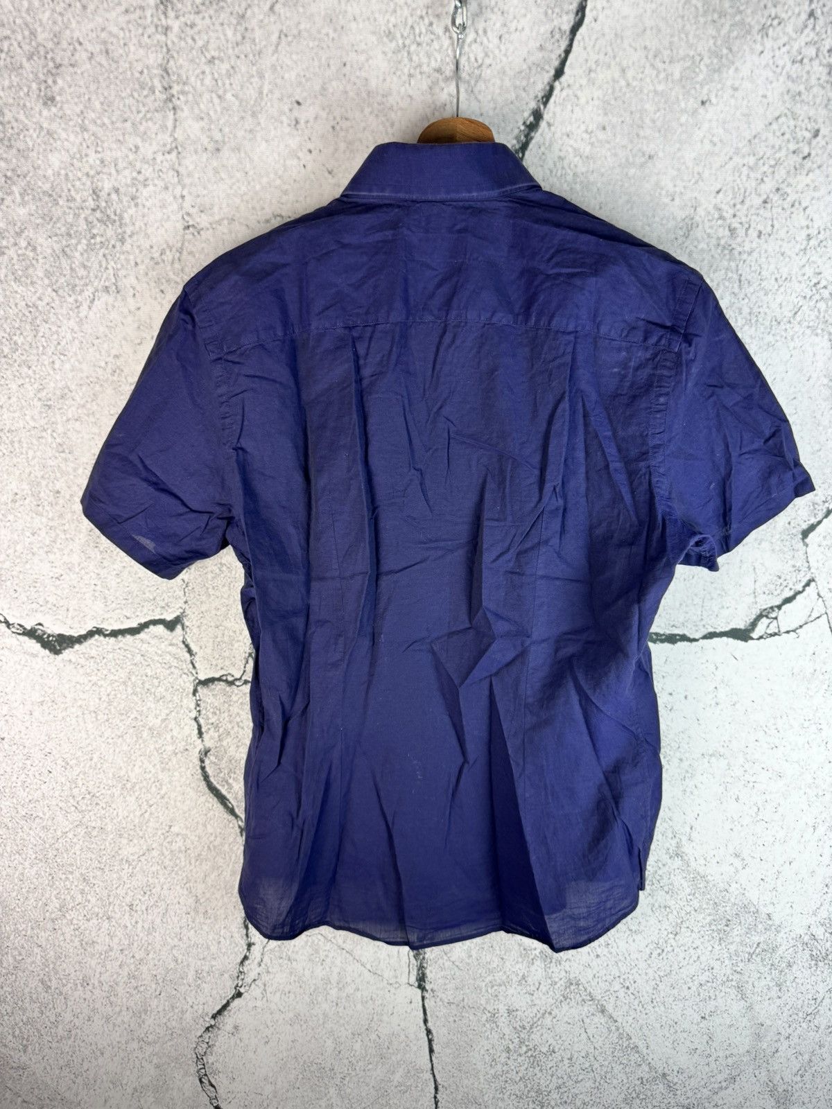 Prada Vintage Prada Blue Short Sleeve Designer Shirt Short Sleeve Size US M / EU 48-50 / 2 - 2 Thumbnail