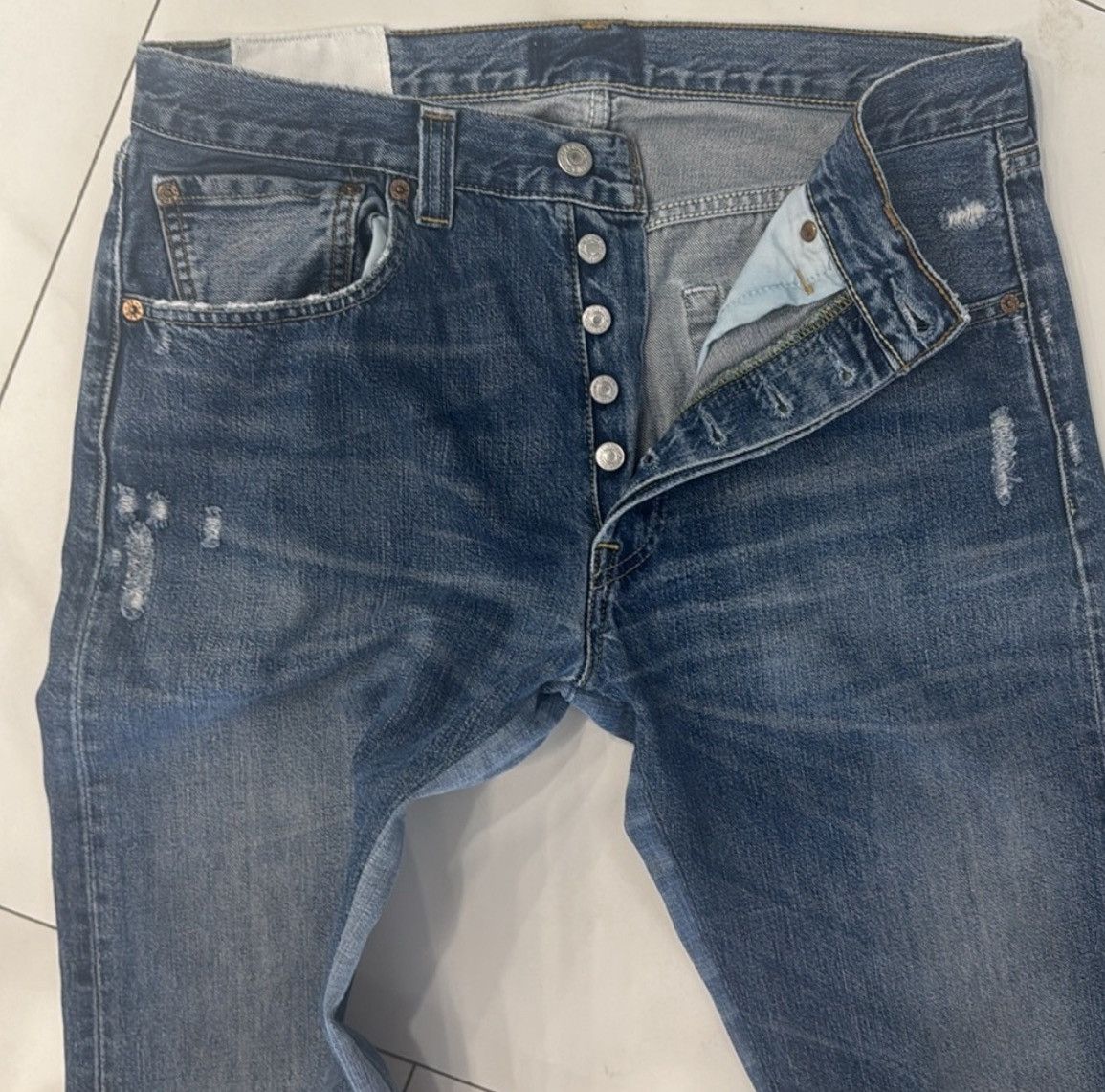 Levi's Levis 501 x Custom Mdrn Art Collab Flare Leg Denim Jeans Size 33" - 7 Thumbnail